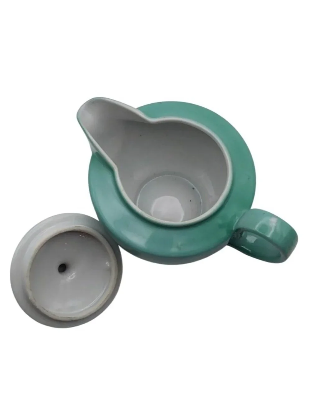 Shafford China Porcelain Creamer Hand Painted Green W/ Lid Japan Vintage MCM
